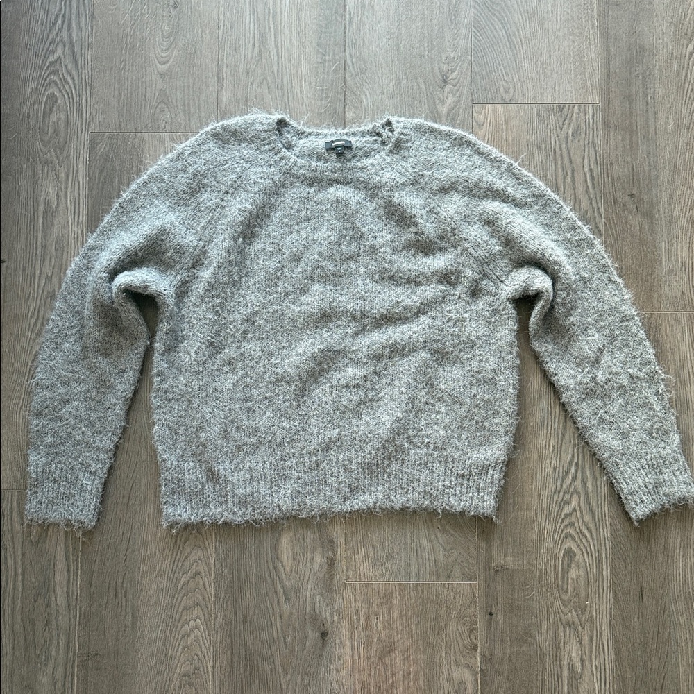 Express Cozy Heather Gray Crew Neck Sweater
